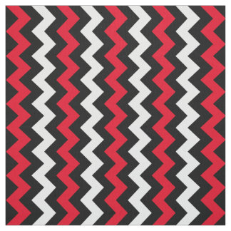 Black White and Red Chevron Fabric