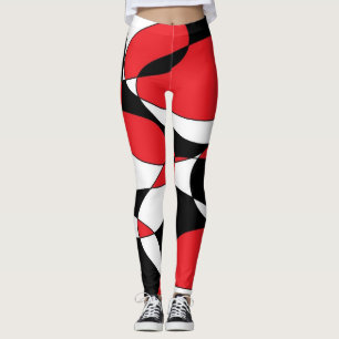 Black, White and Red Elliptical Leggings