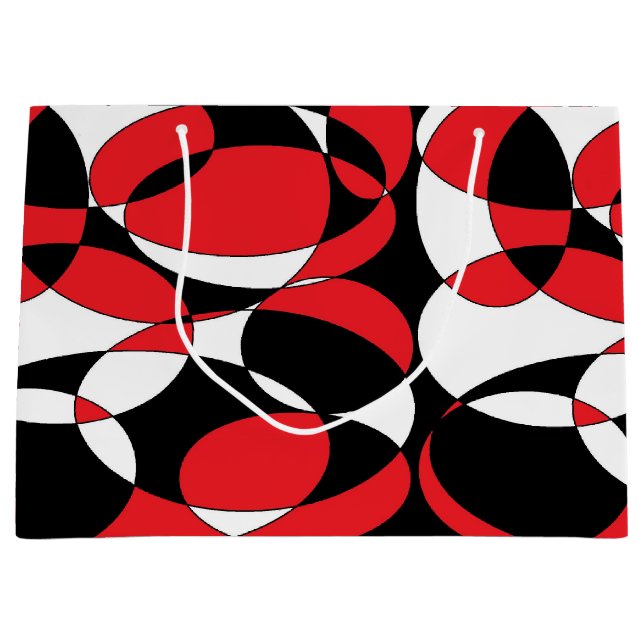 Black, White and Red Ellipticals Large Gift Bag (Front)