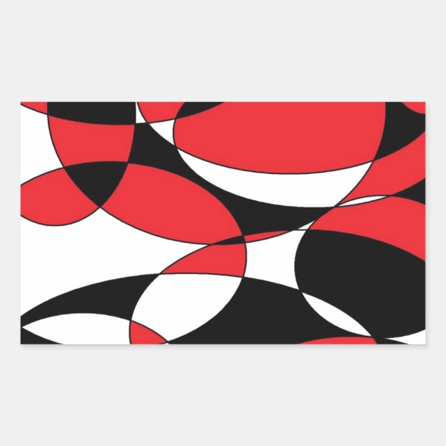 Black, white and red ellipticals rectangular sticker (Front)