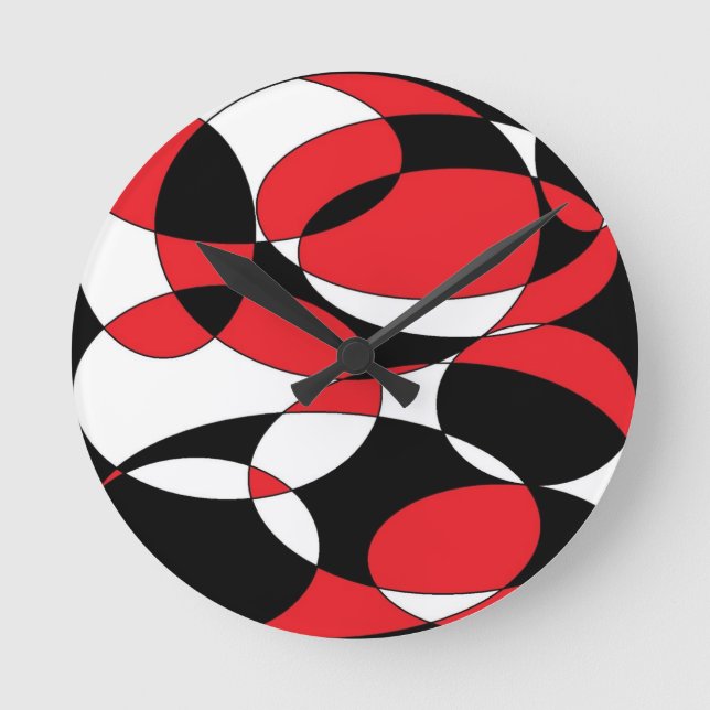 Black, white and red ellipticals round clock (Front)