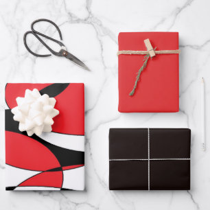 Black, White and Red Ellipticals  Wrapping Paper S