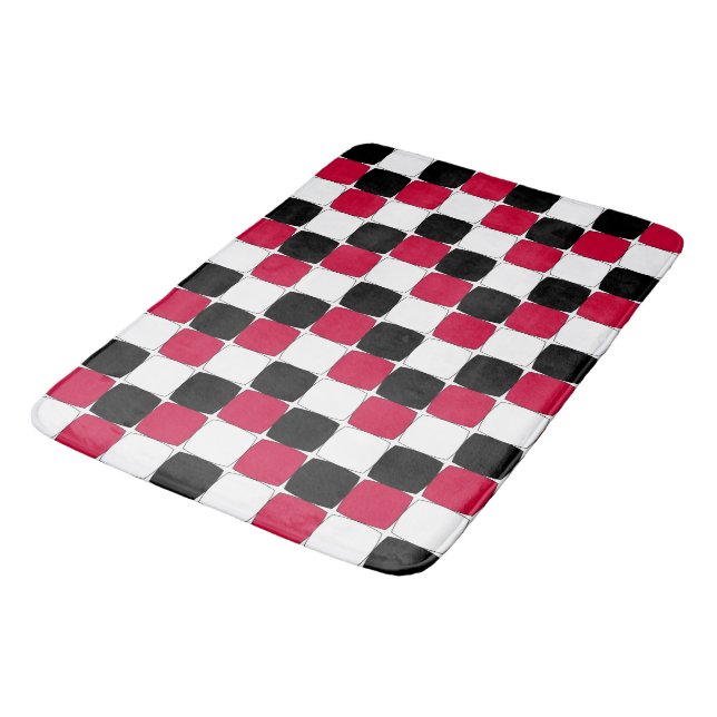 Black, White and Red Fish Eye Bath Mat (Angled)
