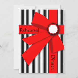 Black White and Red Gift Bow Rehearsal Invitation