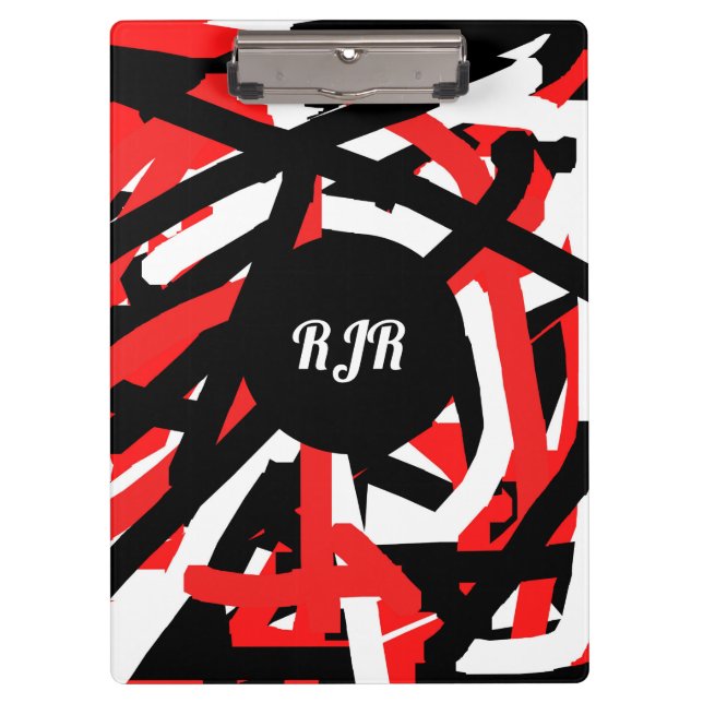 Black, White and Red Graffiti  Clipboard (Front)