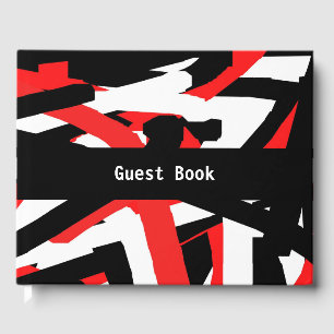 Black, White and Red Graffiti Guest Book