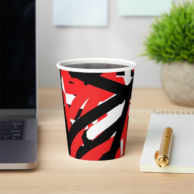 Black, White and Red Graffiti  Paper Cups (Insitu)