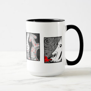 Black white and red mug