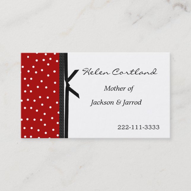 Black, White, and Red Mummy Calling Card (Front)