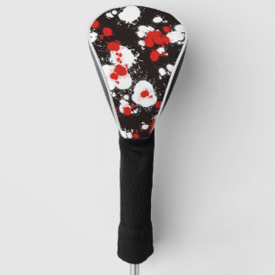 Black, White and Red Paint Splatter Golf Head Cover