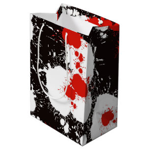 Black, White and Red Paint Splatter Medium Gift Bag