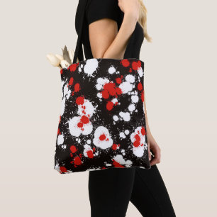 Black, White and Red Paint Splatter Tote Bag