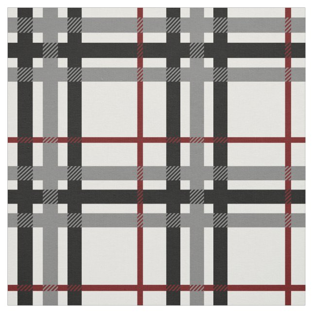 Black White and Red Plaid Fabric (Swatch)