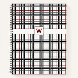 Black White and Red Plaid Spiral Notebook