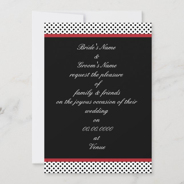 Black, white and red polka dot Invitation (Front)