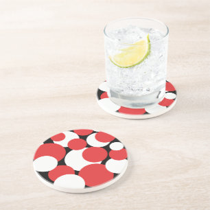 Black, White and Red Polka Dots Coaster