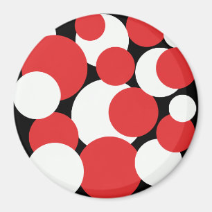 Black, White and Red Polka Dots Magnet