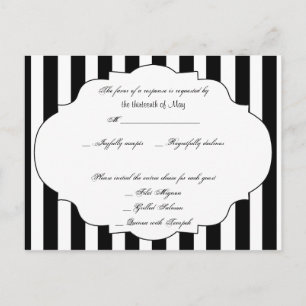 Black White and Red Rose RSVP Postcard