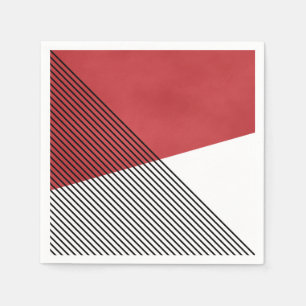 Black, white and red simple geometric art napkin
