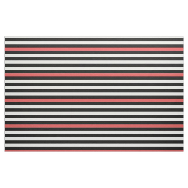 Black White and Red Striped Pattern Fabric (Fat Quarter)