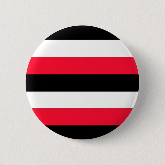 Black, white and red stripes 6 cm round badge (Front)