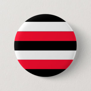 Black, white and red stripes 6 cm round badge