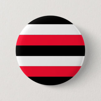 Black, white and red stripes 6 cm round badge