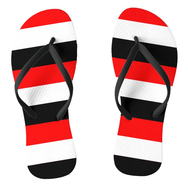 Black, White and Red Stripes  Jandals (Footbed)