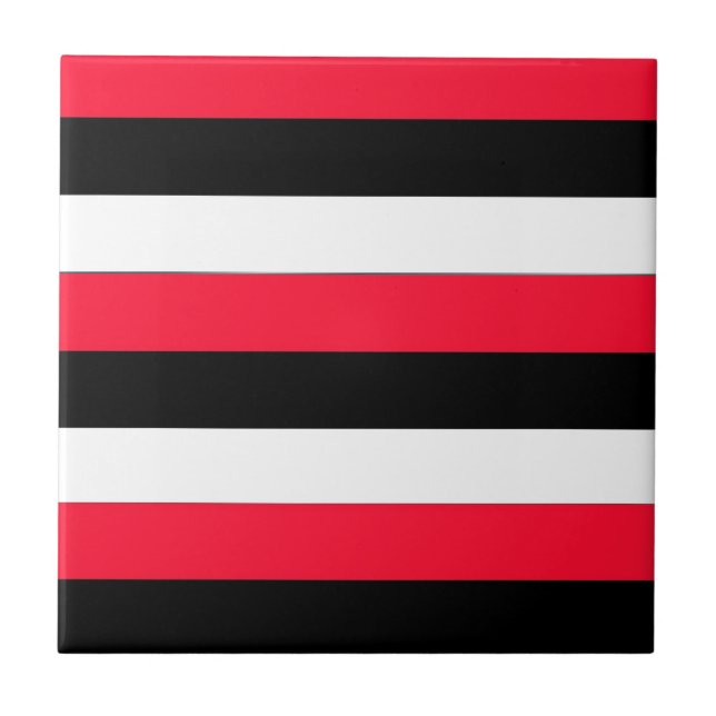 Black, white and red stripes tile (Front)