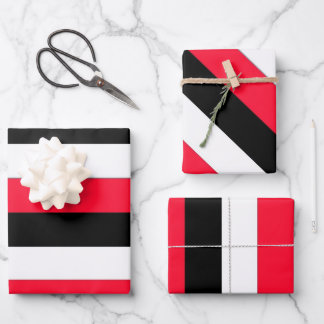 Black, White and Red Stripes  Wrapping Paper Sheet