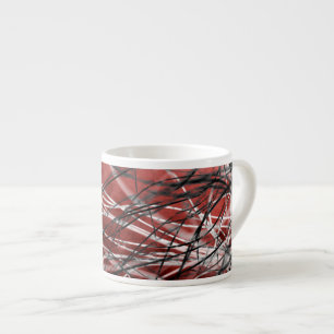 Black, White and Red Tangles Espresso Cup