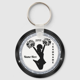 Black White and Silver Cheap Cheer Gifts for Girls Key Ring