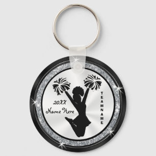 Black, White and Silver Custom Cheer Keychains