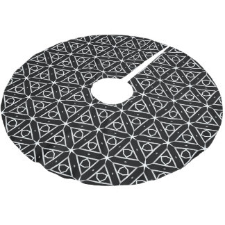 Black White and Silver Geometric pattern Brushed Polyester Tree Skirt