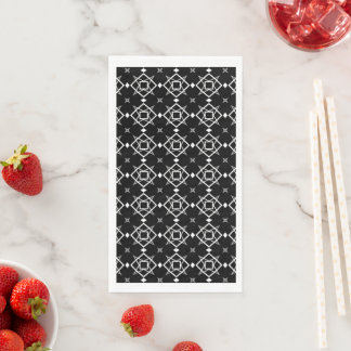 Black White and Silver Geometric pattern Napkin