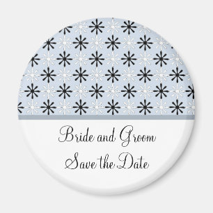 Black, White and Soft Blue Save the Date Magnet