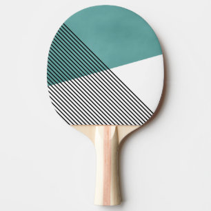 Black, white and turquoise simple geometric art ping pong paddle