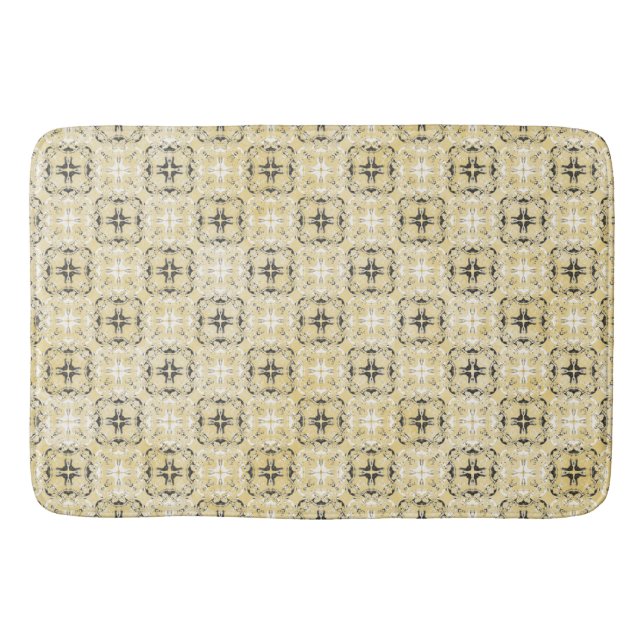 Black, White, and Yellow Chequered Pattern Bath Mat (Front)