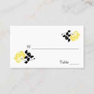 Black, White, and Yellow Floral Place Cards