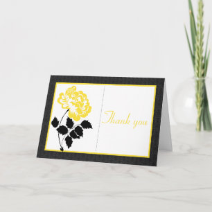 Black, White and Yellow Peony Thank You Card