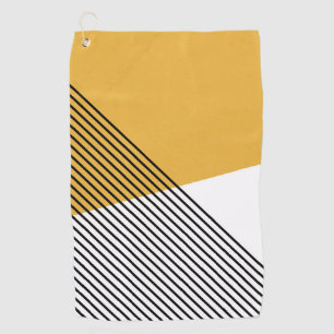 Black, white and yellow simple geometric art golf towel