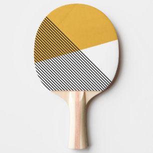 Black, white and yellow simple geometric art ping pong paddle