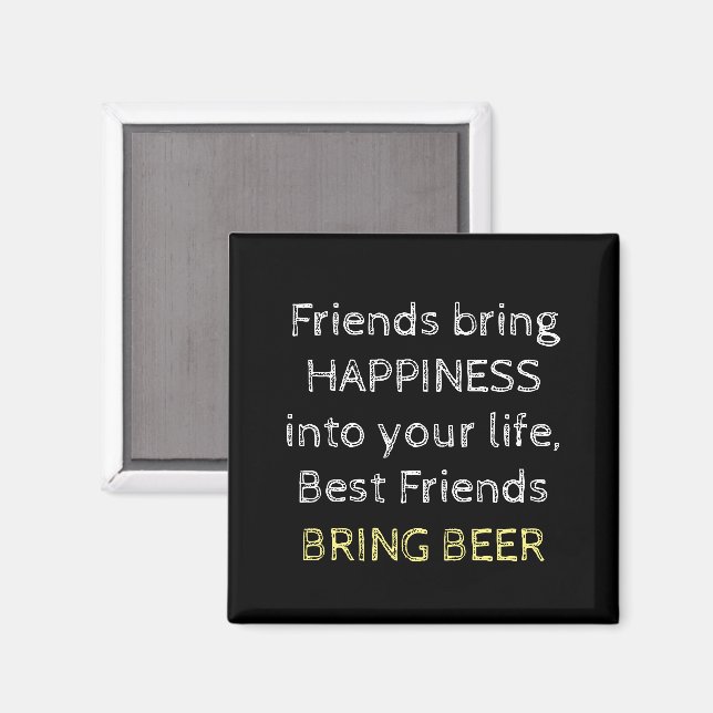 Black white and yellow with beer quote magnet (Front/Back)