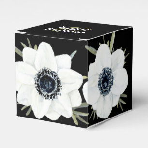 Black & White Anemones Watercolor Floral Favour Box
