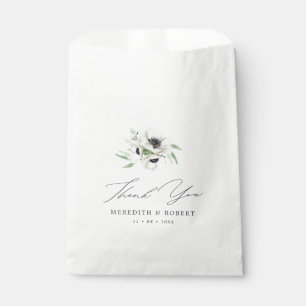 Black & White Anemones Winter Wedding Thank You Favour Bags
