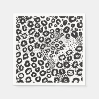 Black White Animal Print Snow Leopard Cheetah