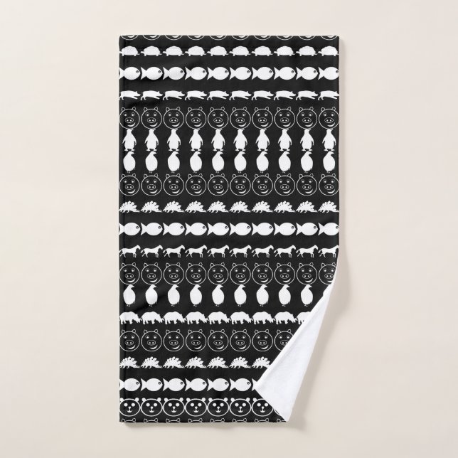 Black White Animals #2 Hand Towel (Hand Towel)