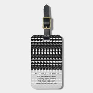 Black White Animals Modern Stripes Pattern Luggage Tag