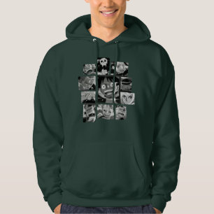 black & white anime manga panel collage men"s hoodie