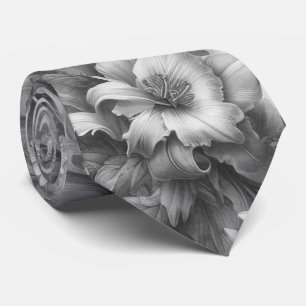 Black & White Antique Floral Perfection Tie